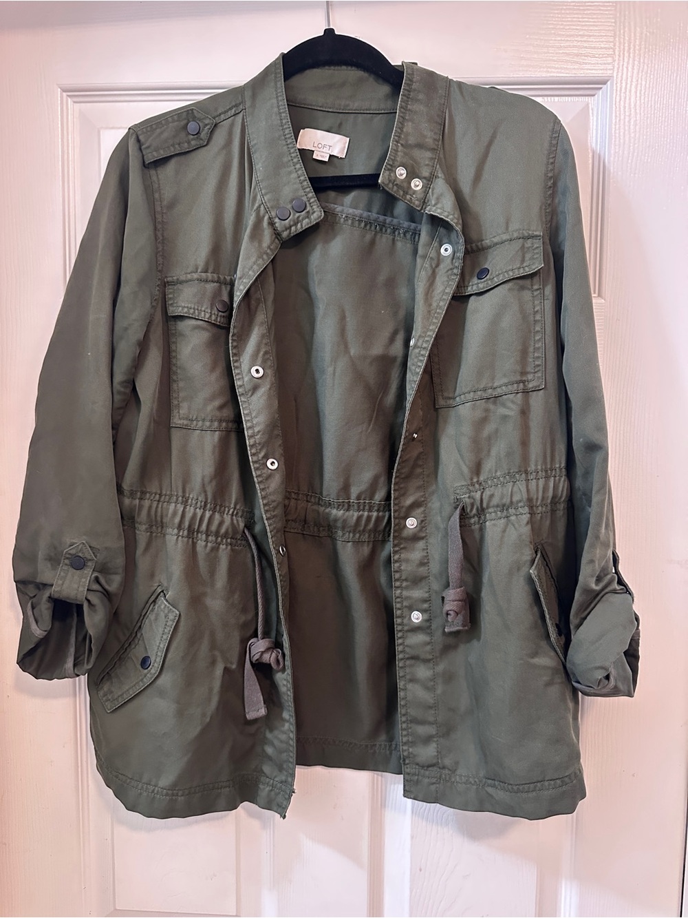 LOFT Olive Green Utility Jacket with Drawstring Waist